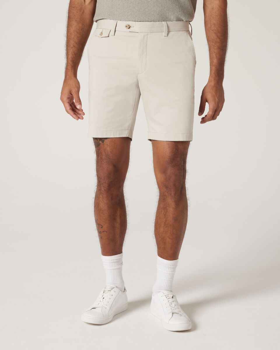 Slim Stretch Cotton Stretch Chino Short, Bone, hi-res